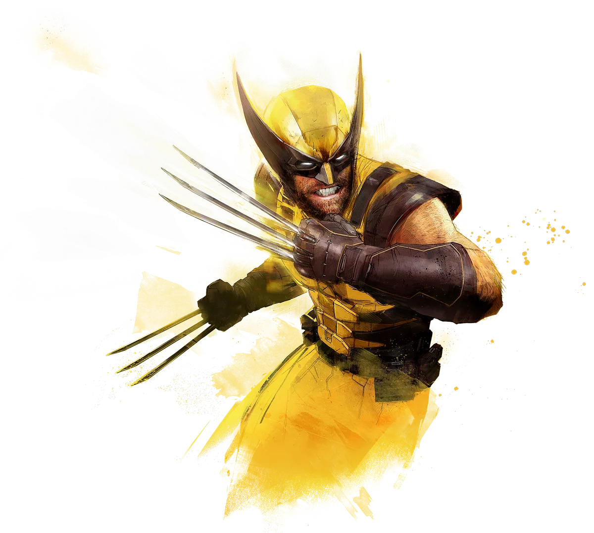 Full character artwork of Wolverine crouched with claws drawn